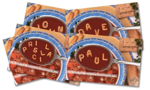 Personalized Soup Cards, Marketing Message Expert, LA Marketing Consultant