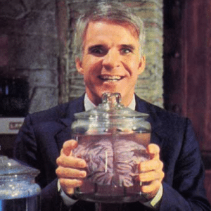 AI: Humans 2.0: Steve Martin, Brain in jar